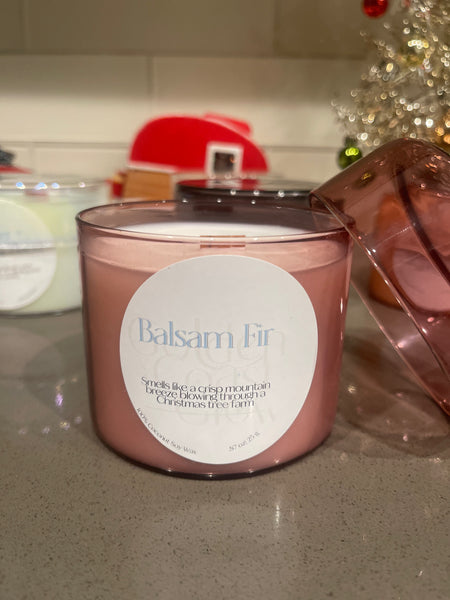 12.5 oz Balsam Fir Red Glass Candle